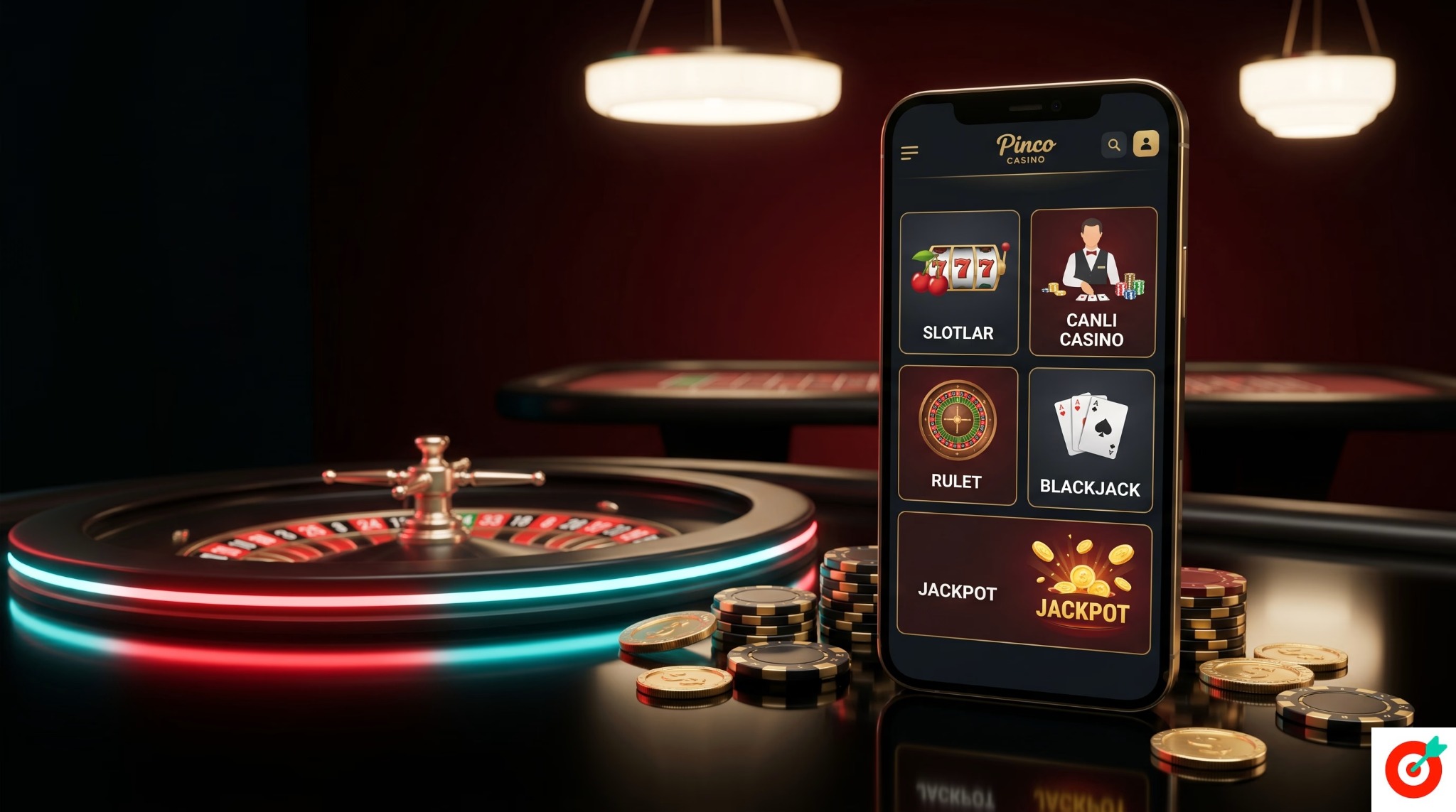 Pinco canlı casino lobisinde rulet ve blackjack masaları